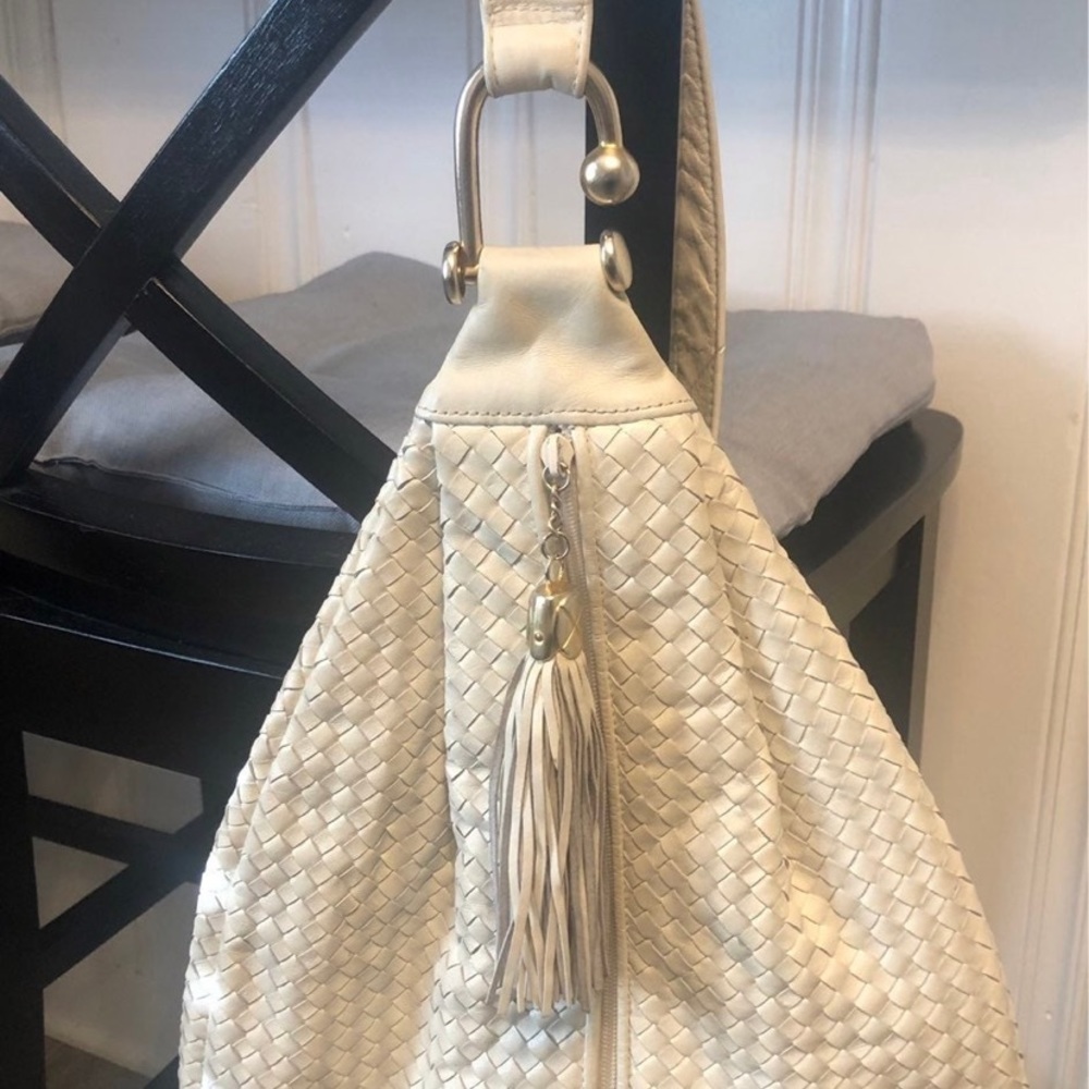 Vintage braided leather backpack purse